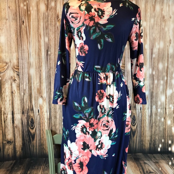 Floral Printed Maxi Dress Various Size Blue - Picture 8 of 8